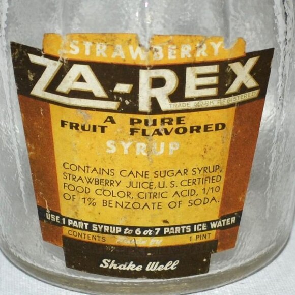 Vintage Glass Bottle Za-Rex Fruit Flavored Syrup Strawberry Kitchen Decor - Picture 2 of 8